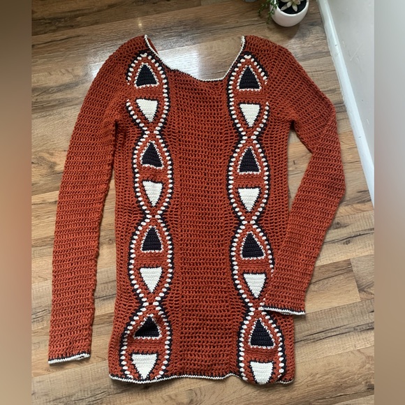Volcom Copper Geo Crochet Sweater Dress Size-S Excellent Preloved Condition - Picture 2 of 16